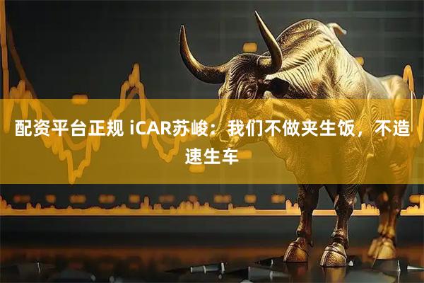 配资平台正规 iCAR苏峻：我们不做夹生饭，不造速生车